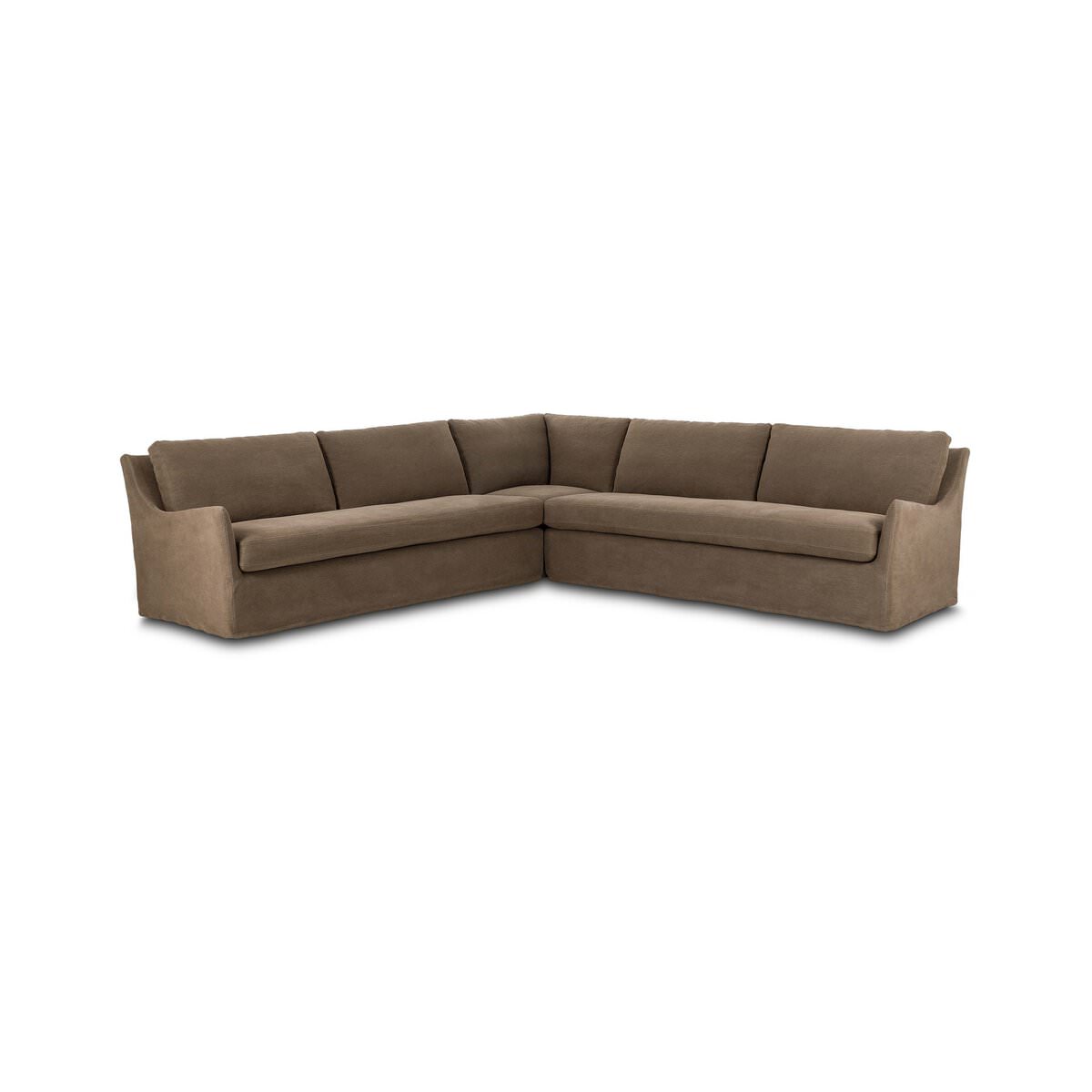 Four Hands Monette 3Pc Sectional in Broadway Coffee on a white background at Addison West