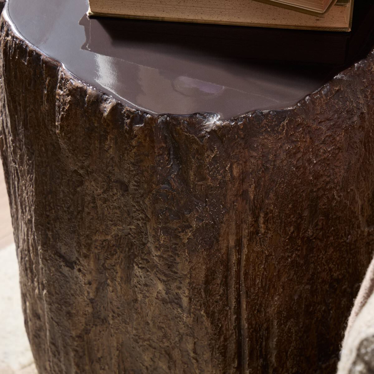 Close up of Four Hands Nemo End Table in Smooth Sandy Concrete on a white background at Addison West
