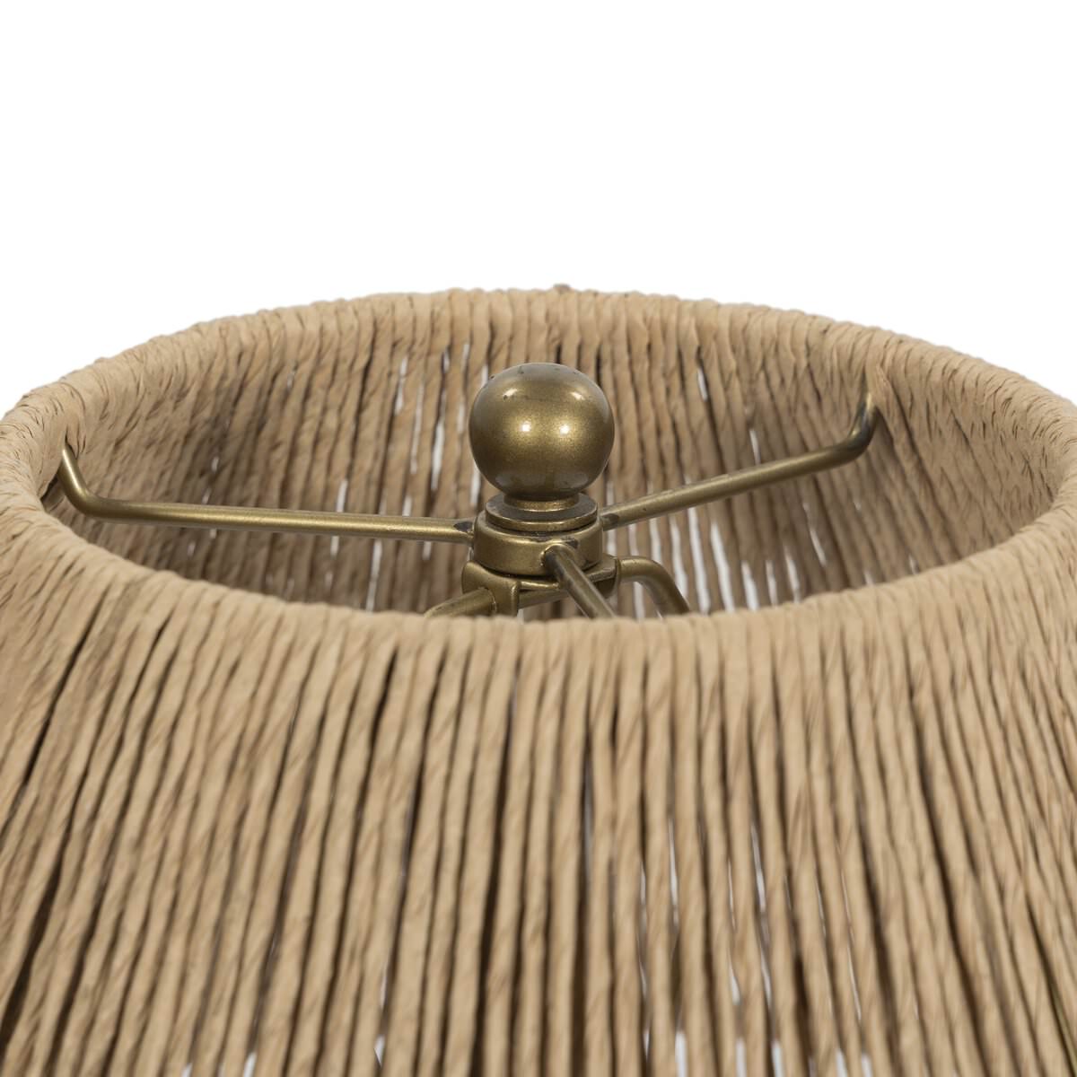 Close up of Four Hands Nessa Table Lamp in Antique Brass Iron on a white background at Addison West