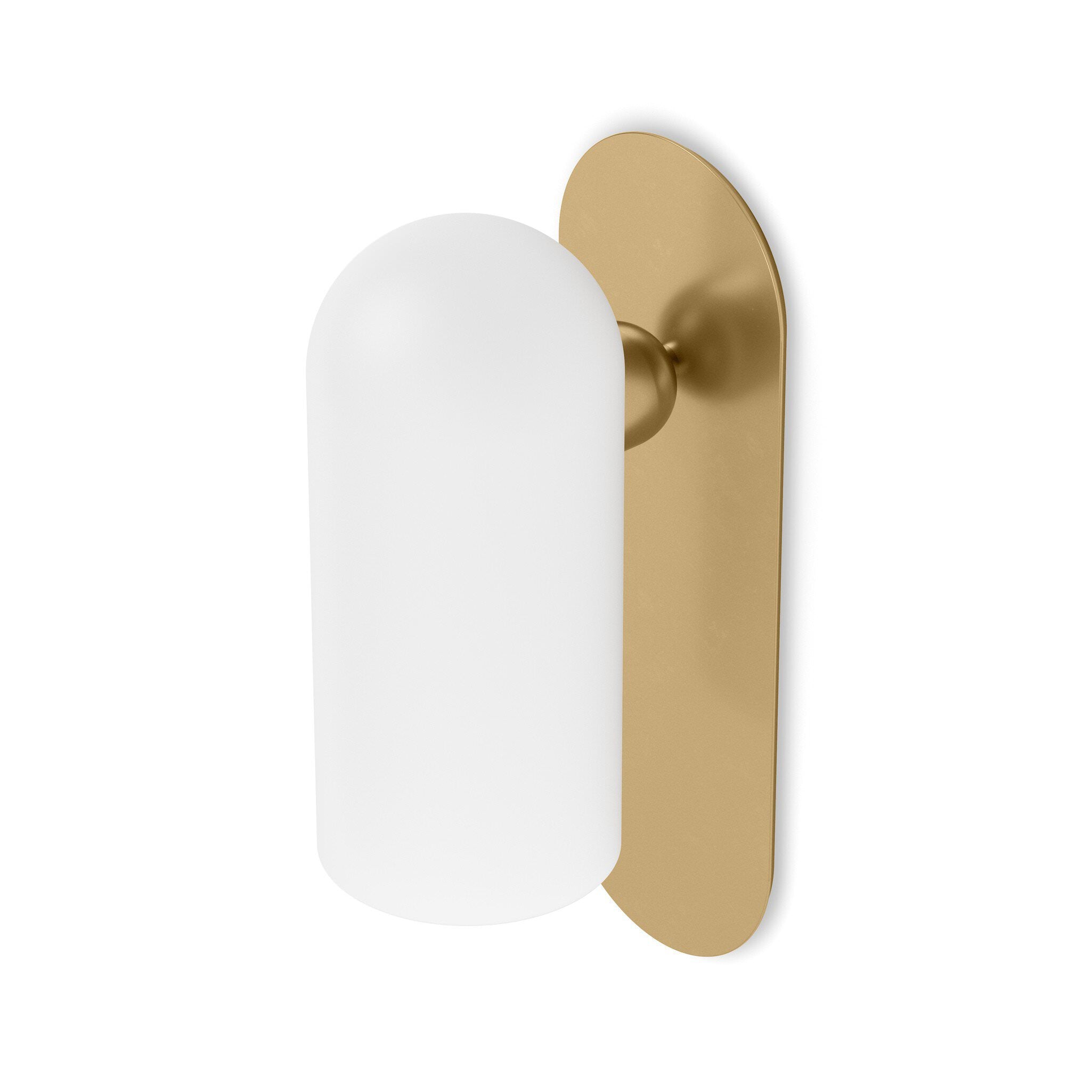 Four Hands Odyssey Sconce in Burnished Brass with Opal Matte Glass on white background at Addison West.