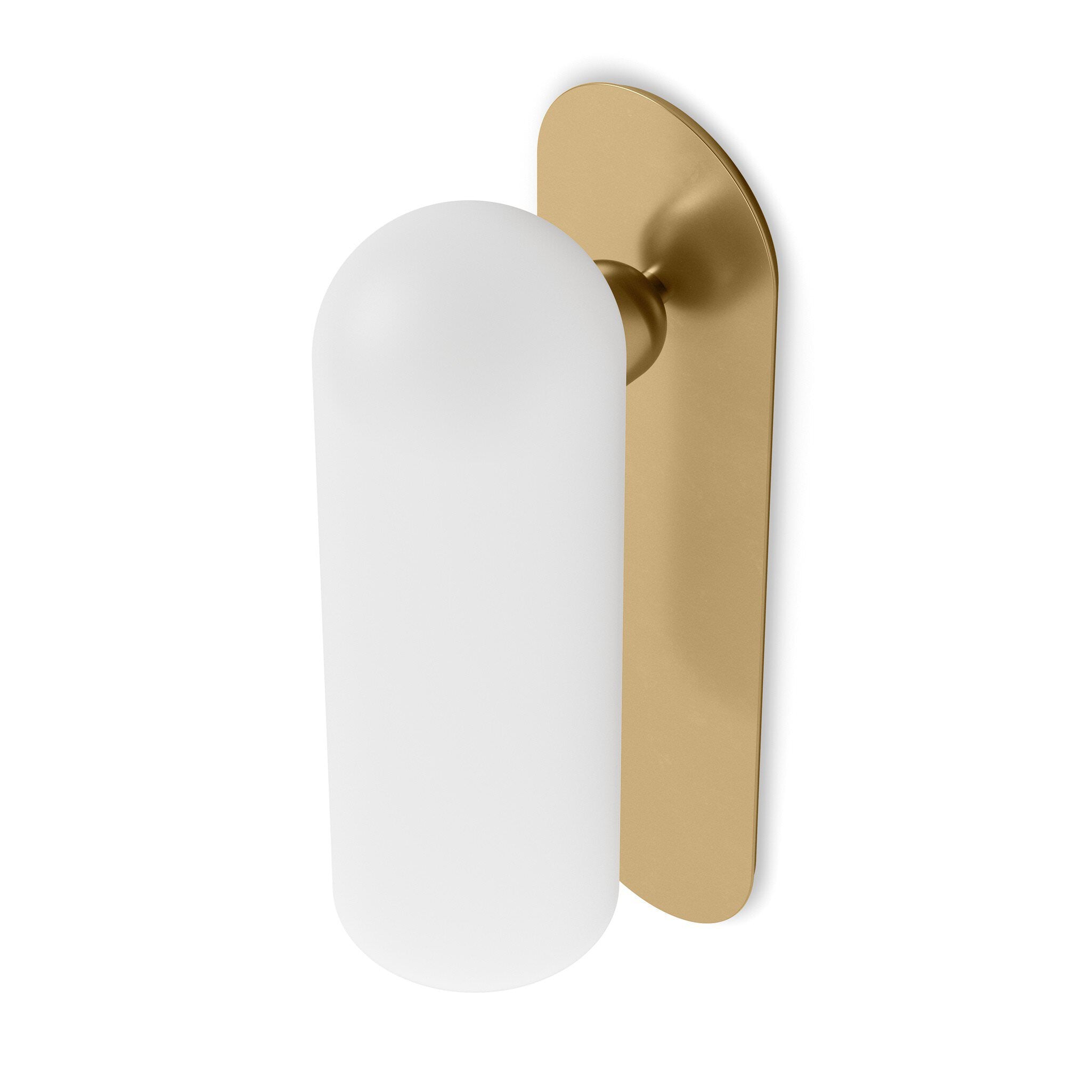 Four Hands Odyssey Sconce in Burnished Brass with Opal Matte Glass, 15" on white background at Addison West.