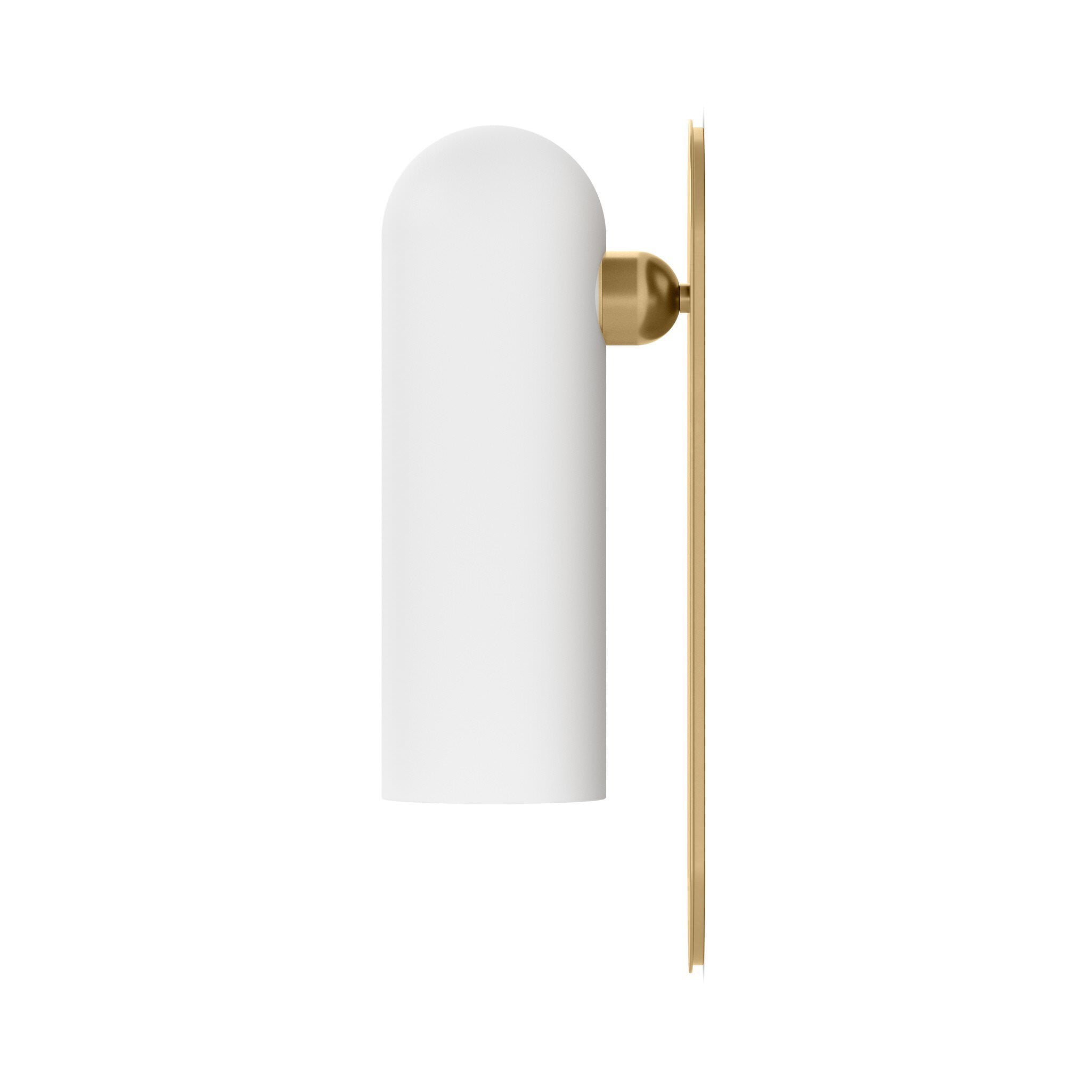 Four Hands Odyssey Sconce in Burnished Brass with Opal Matte Glass, 15" on white background at Addison West.