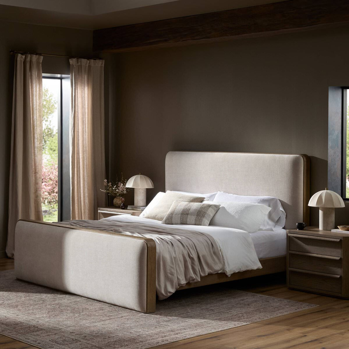 Four Hands Pierce Bed in Holland Sand, Queen in a bedroom at Addison West