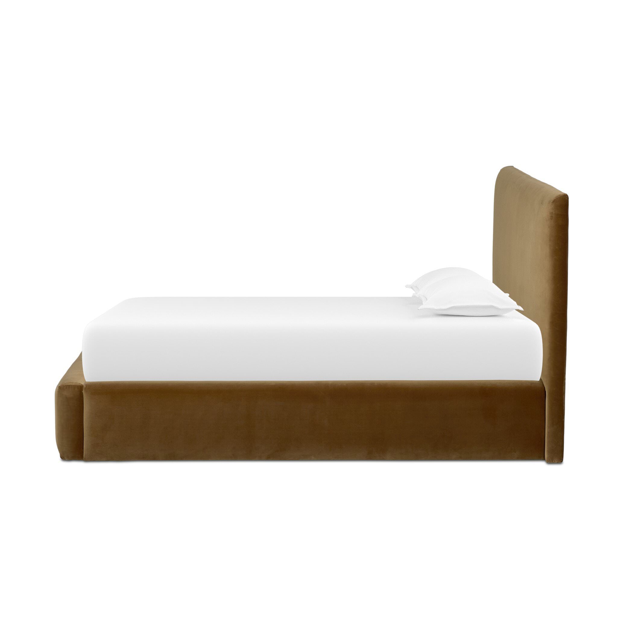 Four Hands Quincy Bed in Surrey Ochre, Queen on white background at Addison West.