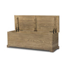 Four Hands Quintin Trunk open in Worn Oak on a white background at Addison West