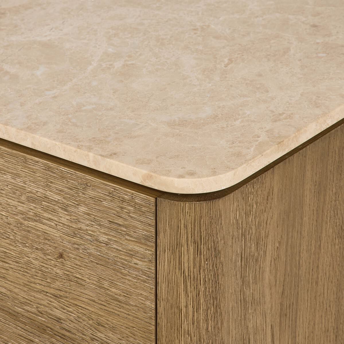 Close up of Four Hands Raleigh 6 Drawer Dresser in Worn Oak Veneer at Addison West