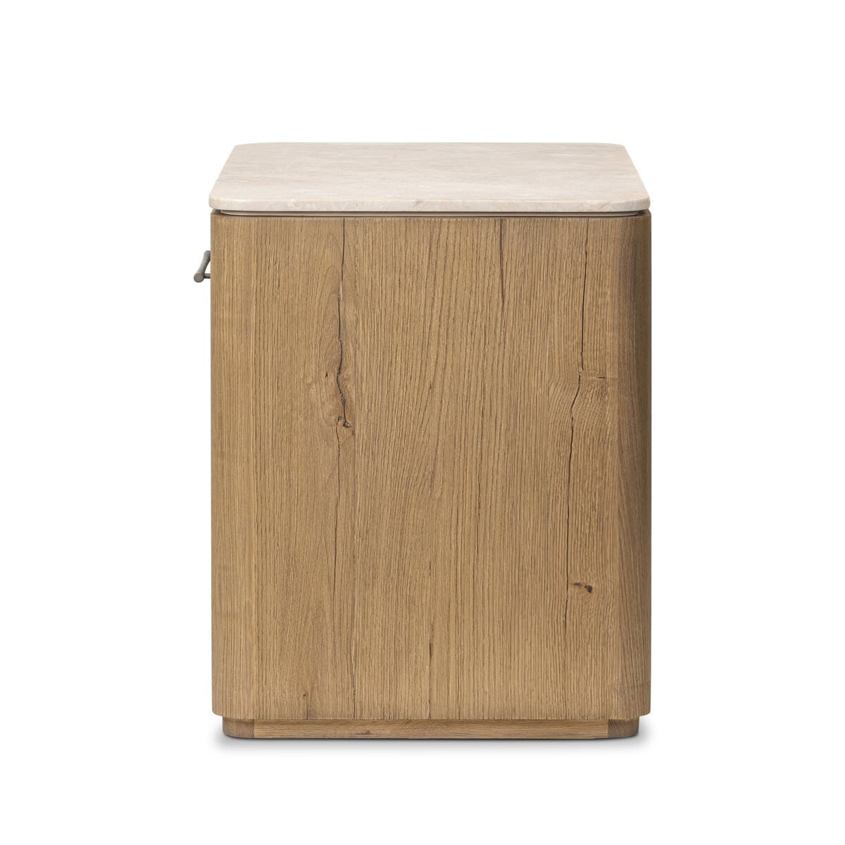 Side of Four Hands Raleigh Nightstand in Cappuccino Marble on a white background at Addison West