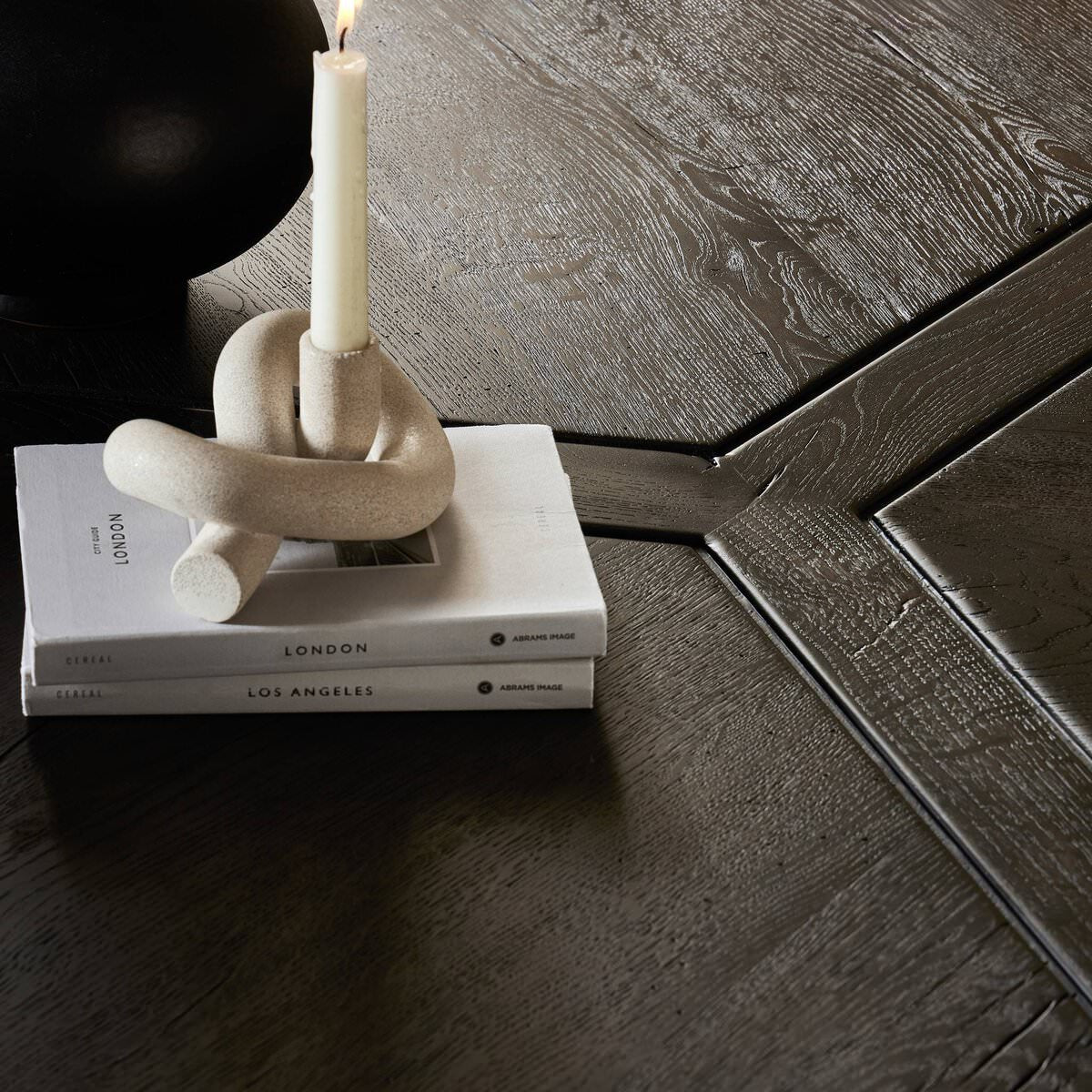 Close up of Four Hands Renan Coffee Table Dark Espresso Reclaimed French Oak