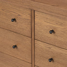 Close up of Four Hands Roark 6 Drawer Dresser in Amber Oak Veneer