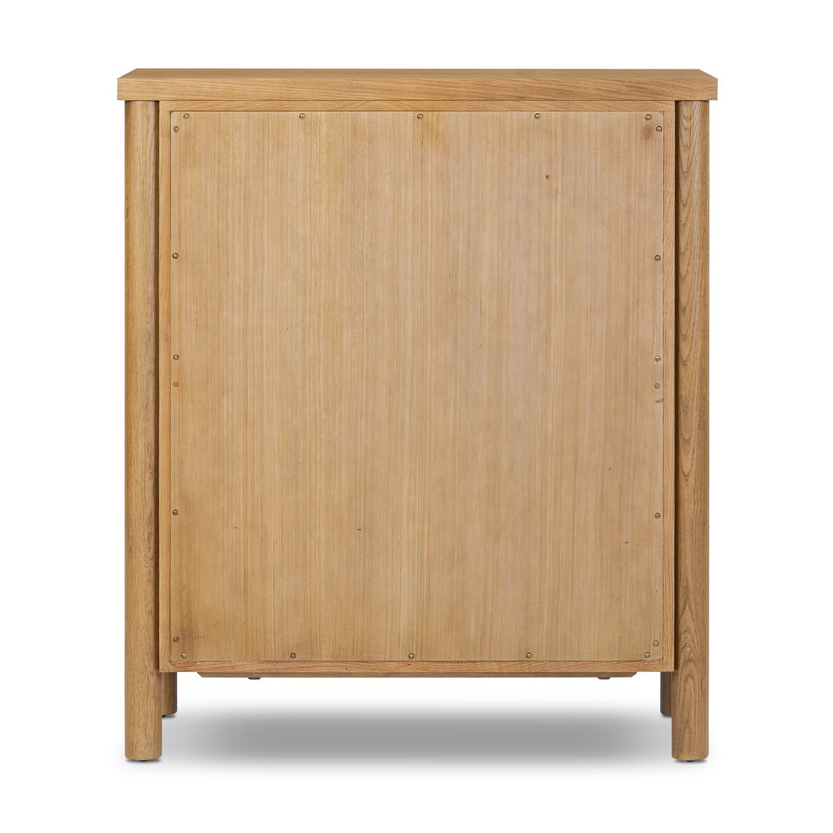 Back of Four Hands Roark Tall Dresser in Amber Oak on a white background at Addison West