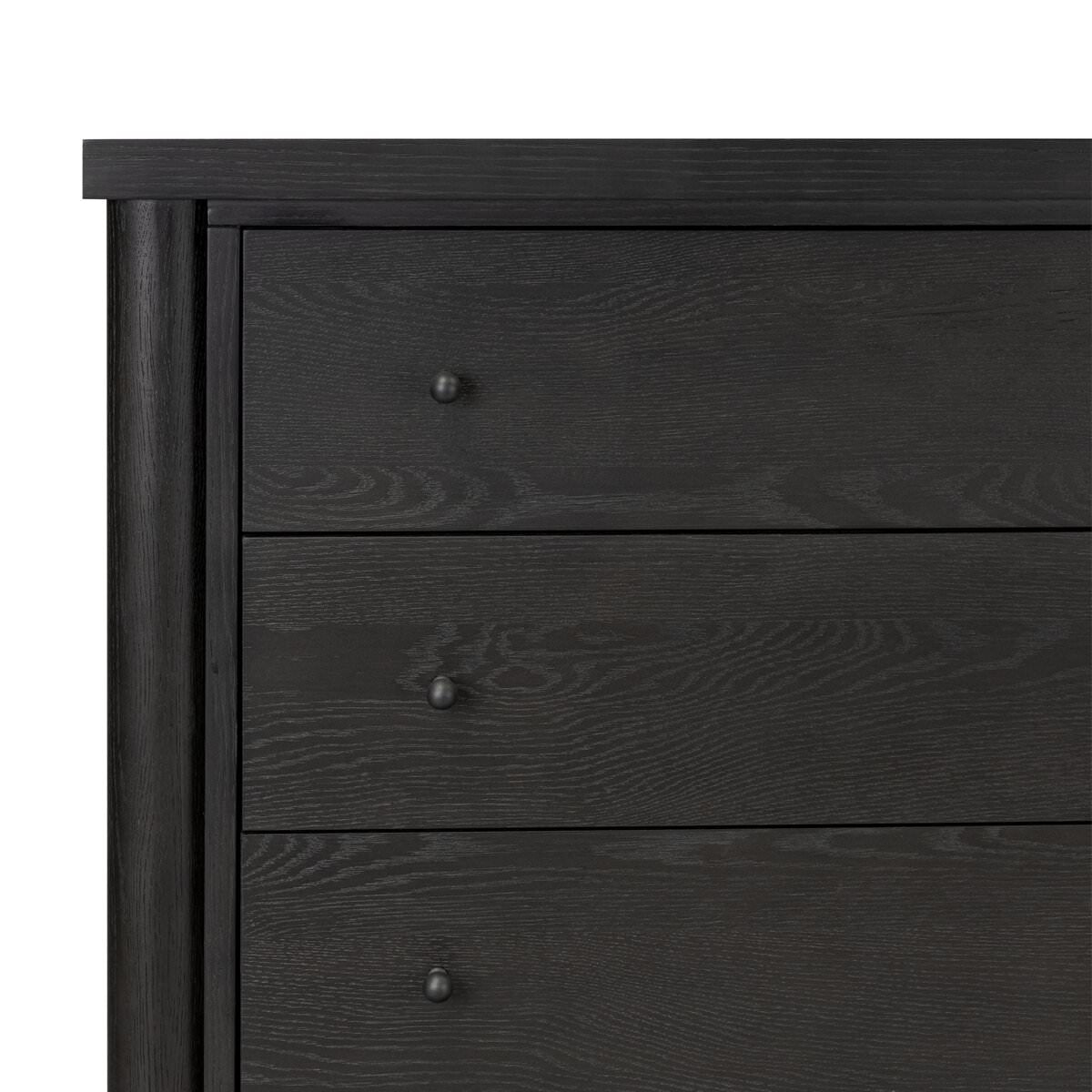 Close up of Four Hands Roark Tall Dresser in Ebony Oak Veneer at Addison West