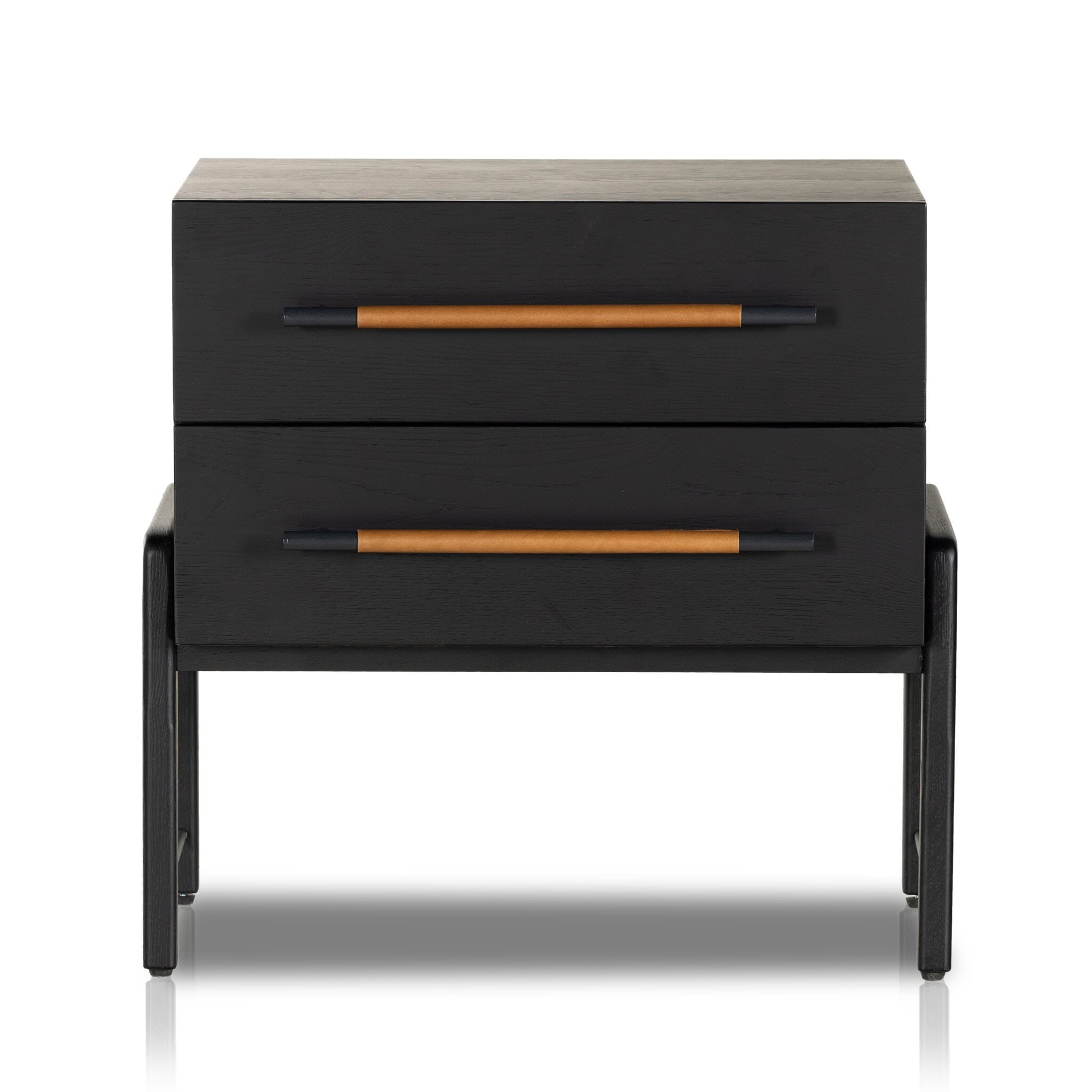 Four Hands Rosedale Nightstand in Ebony Oak Veneer on white background at Addison West.