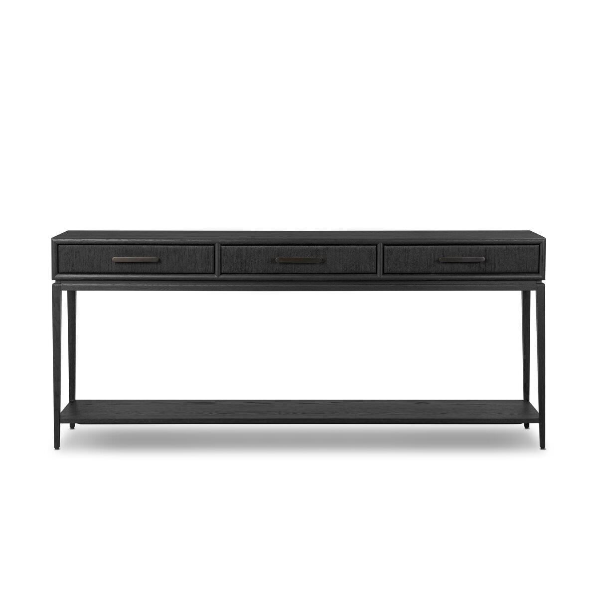 Four Hands Rosenell Console Table - 78" in Black Oak Solid on a white background at Addison West