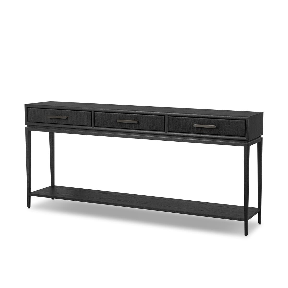 Four Hands Rosenell Console Table - 78" in Black Oak Solid on a white background at Addison West