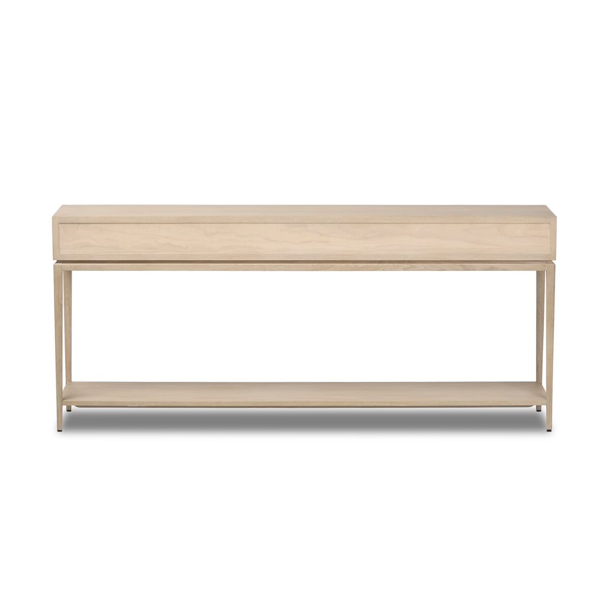 Back of Four Hands Rosenell Console Table - 78" in Natural Oak Solid on a white background at Addison West