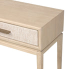 Close up of Four Hands Rosenell Console Table - 78" in Natural Oak Solid on a white background at Addison West