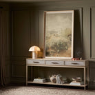 Four Hands Rosenell Console Table - 78" in Natural Oak Solid in a living room at Addison West