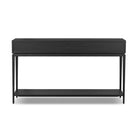 Back of Four Hands Rosenell Console Table 60" in Black Oak Solid on a white background at Addison West