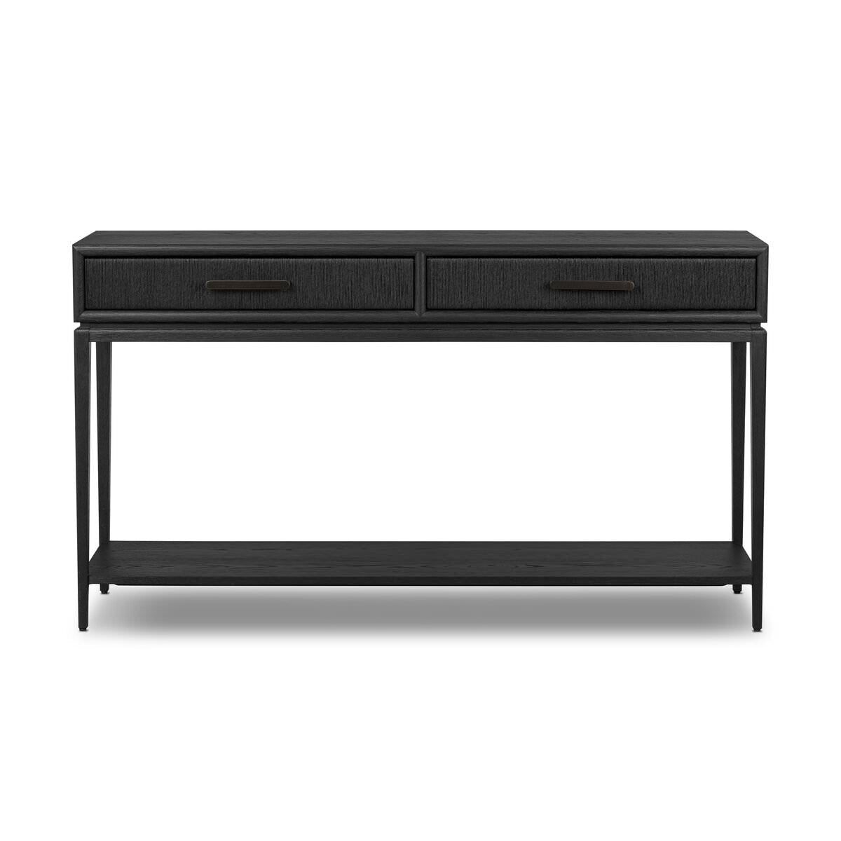 Four Hands Rosenell Console Table 60" in Black Oak Solid on a white background at Addison West