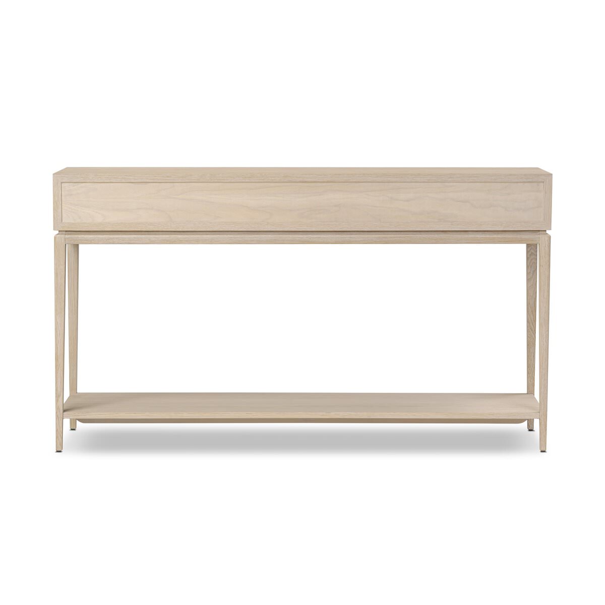 Back of Four Hands Rosenell Console Table 60" in Natural Oak Solid on a white background at Addison West
