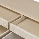 Close up of Four Hands Rosenell Sideboard in Natural Paper Cord on a white background at Addison West