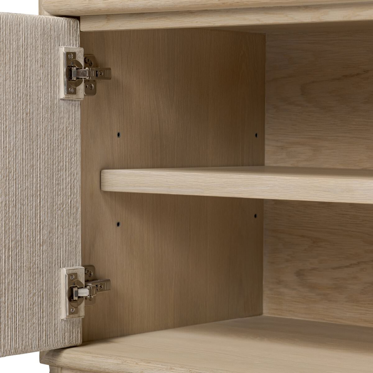 Close up of Four Hands Rosenell Sideboard in Natural Paper Cord on a white background at Addison West