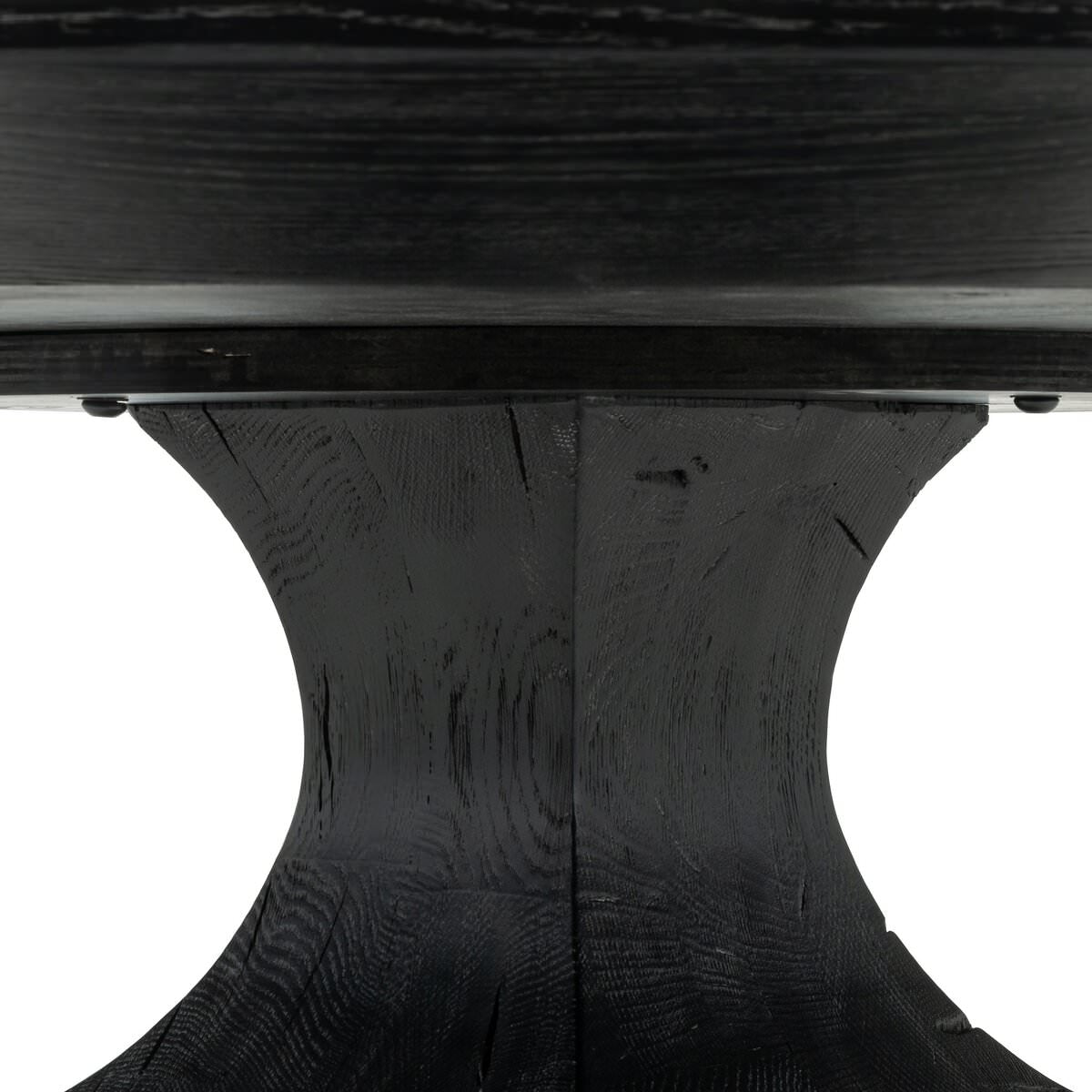 Close up of Four Hands Sargon Dining Table in Bluestone on a white background at Addison West