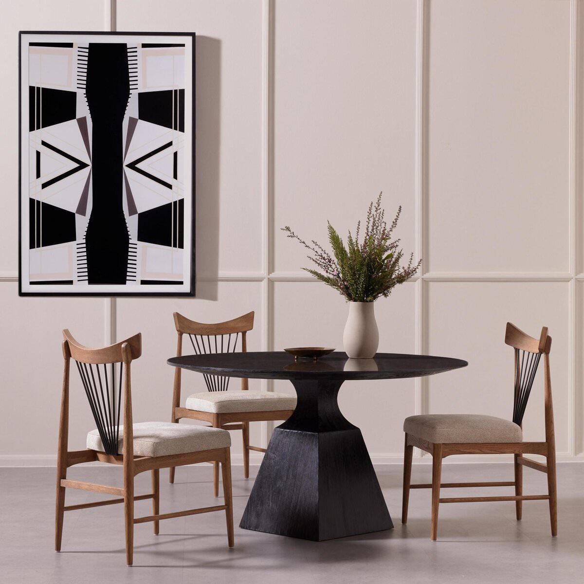 Four Hands Sargon Dining Table in Bluestone in a dining room at Addison West