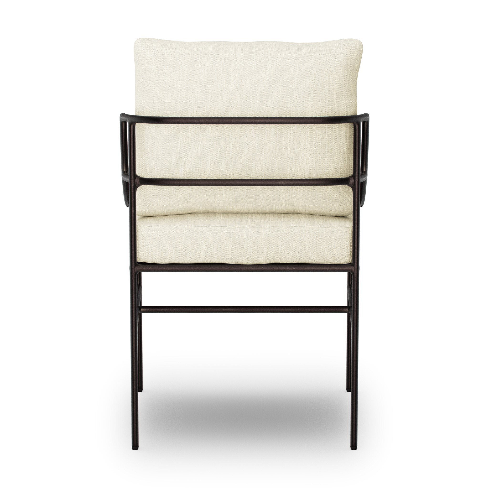 Back of Four Hands Segovia Outdoor Dining Chair in Vergo Cream on a white background at Addison West
