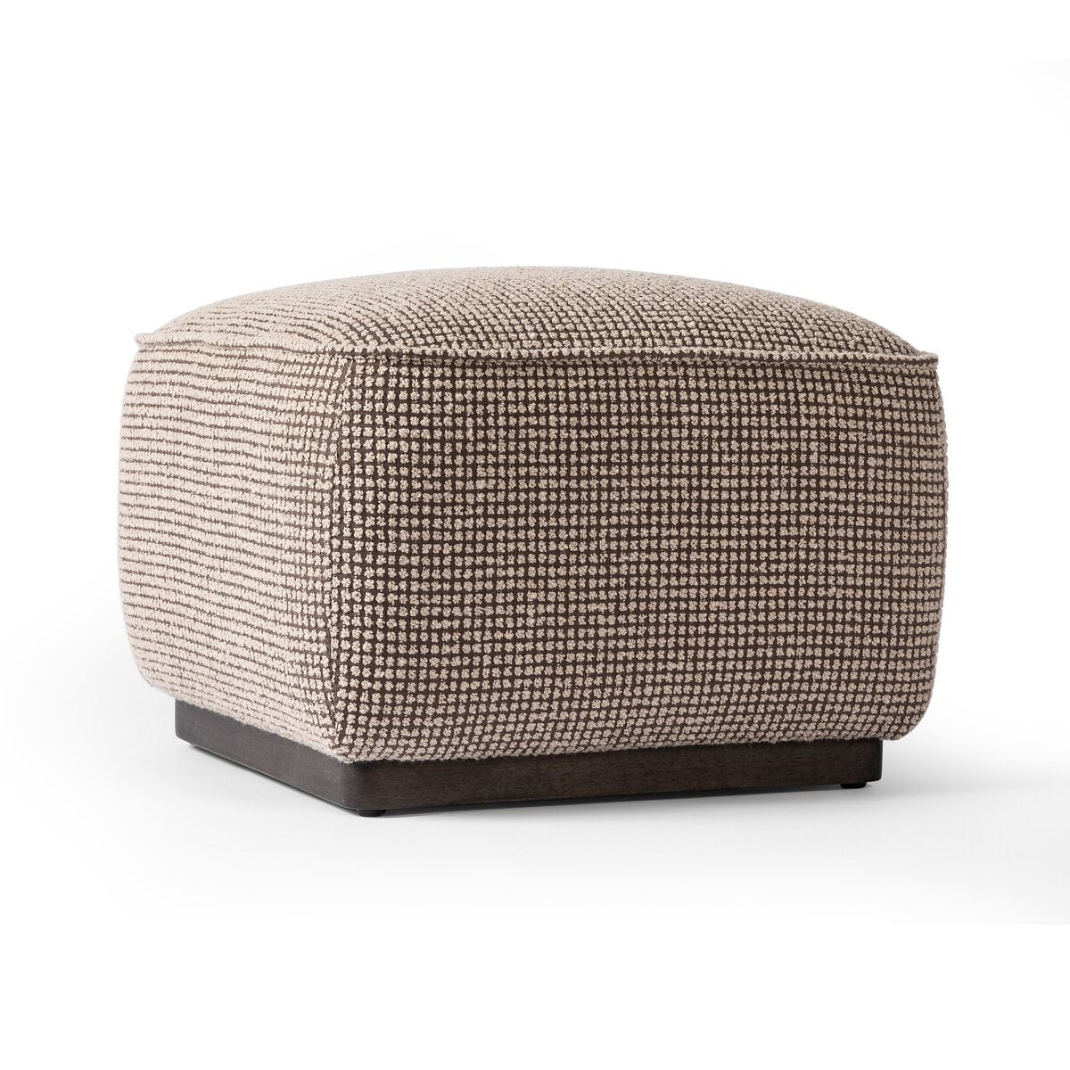 Four Hands Sinclair Square Ottoman 21" in Barrow Taupe on a white background at Addison West