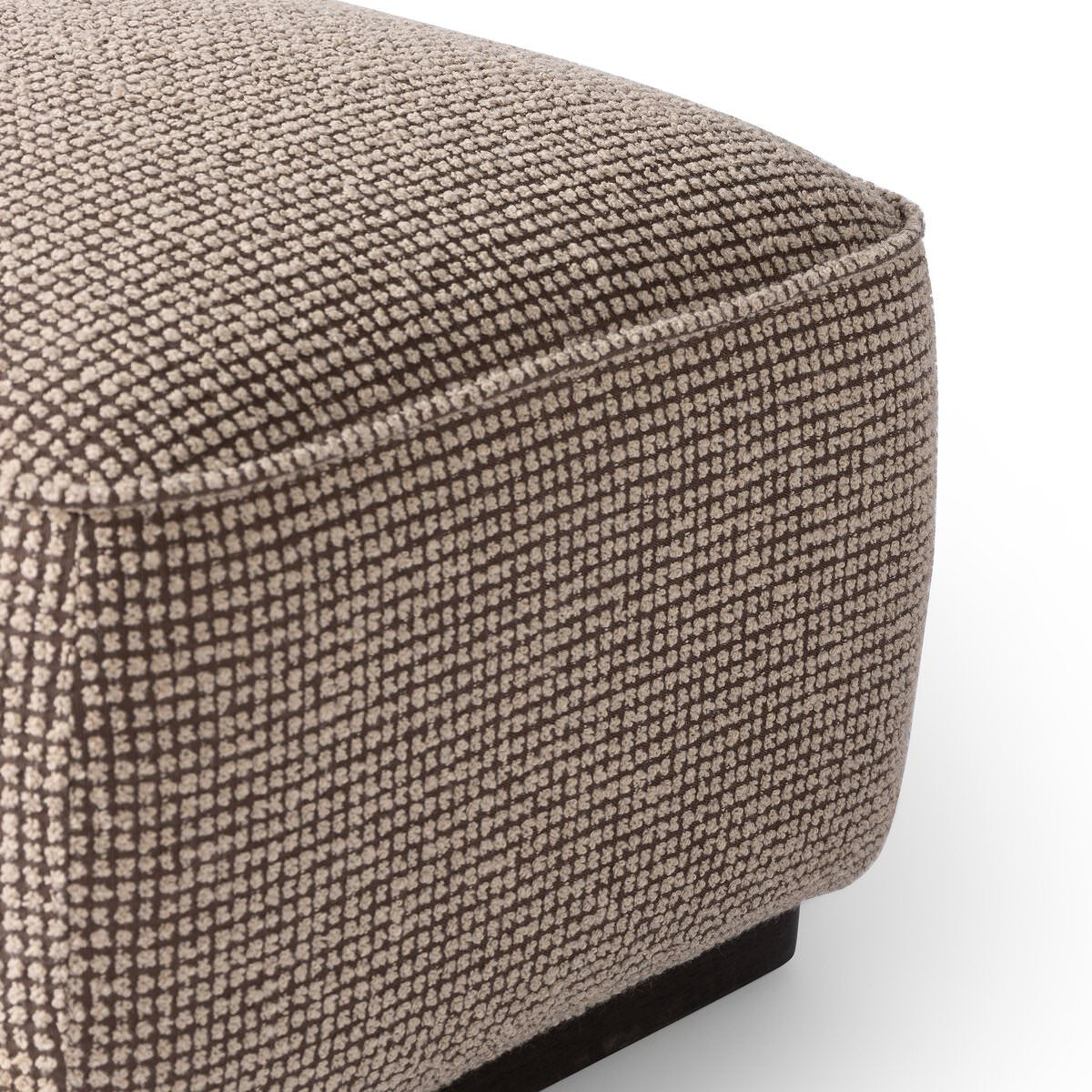 Close up of Four Hands Sinclair Square Ottoman 21" in Barrow Taupe on a white background at Addison West