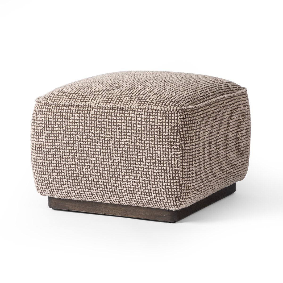 Four Hands Sinclair Square Ottoman 21" in Barrow Taupe on a white background at Addison West