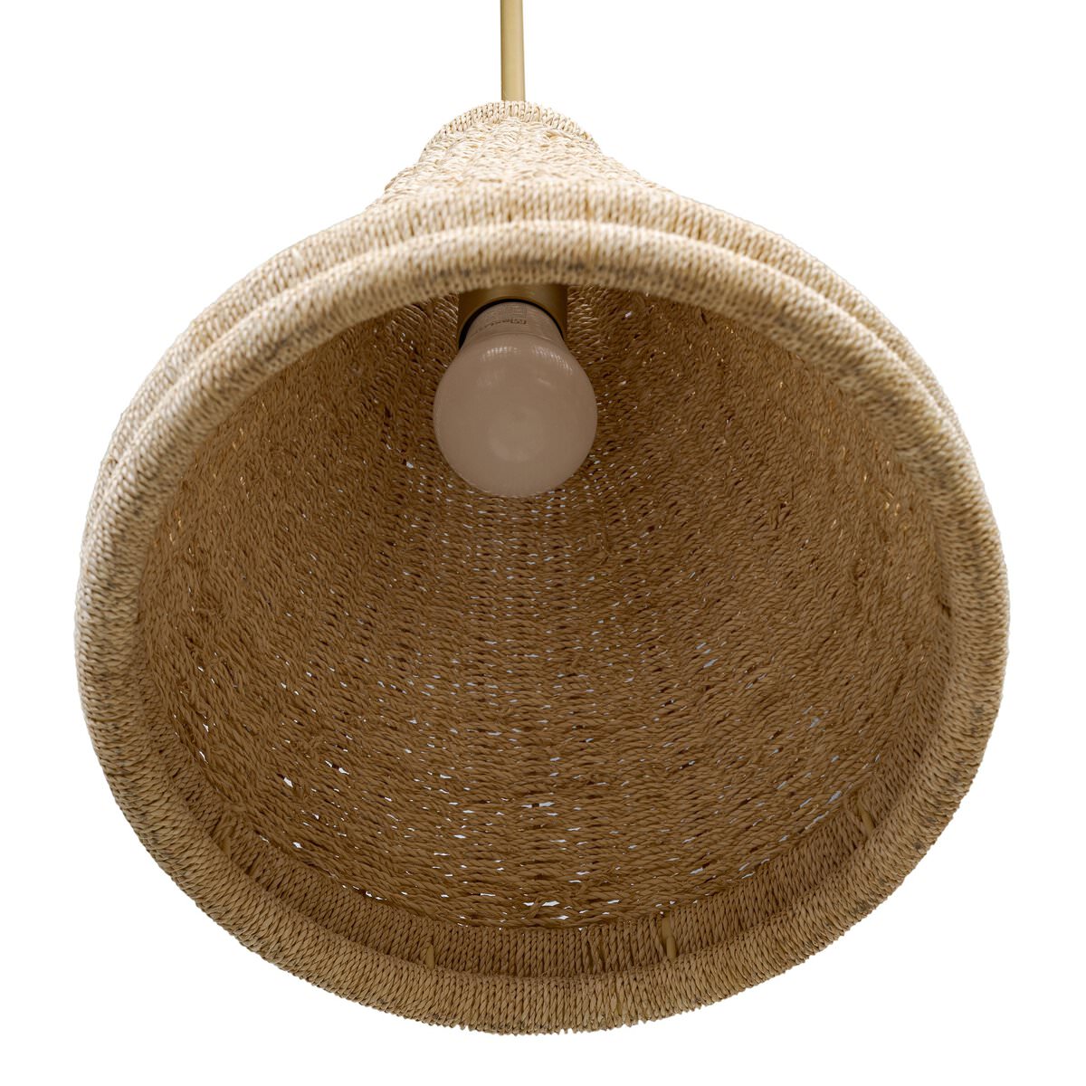 Close up of Four Hands Small Riata Pendant in Light Raffia on a white background at Addison West