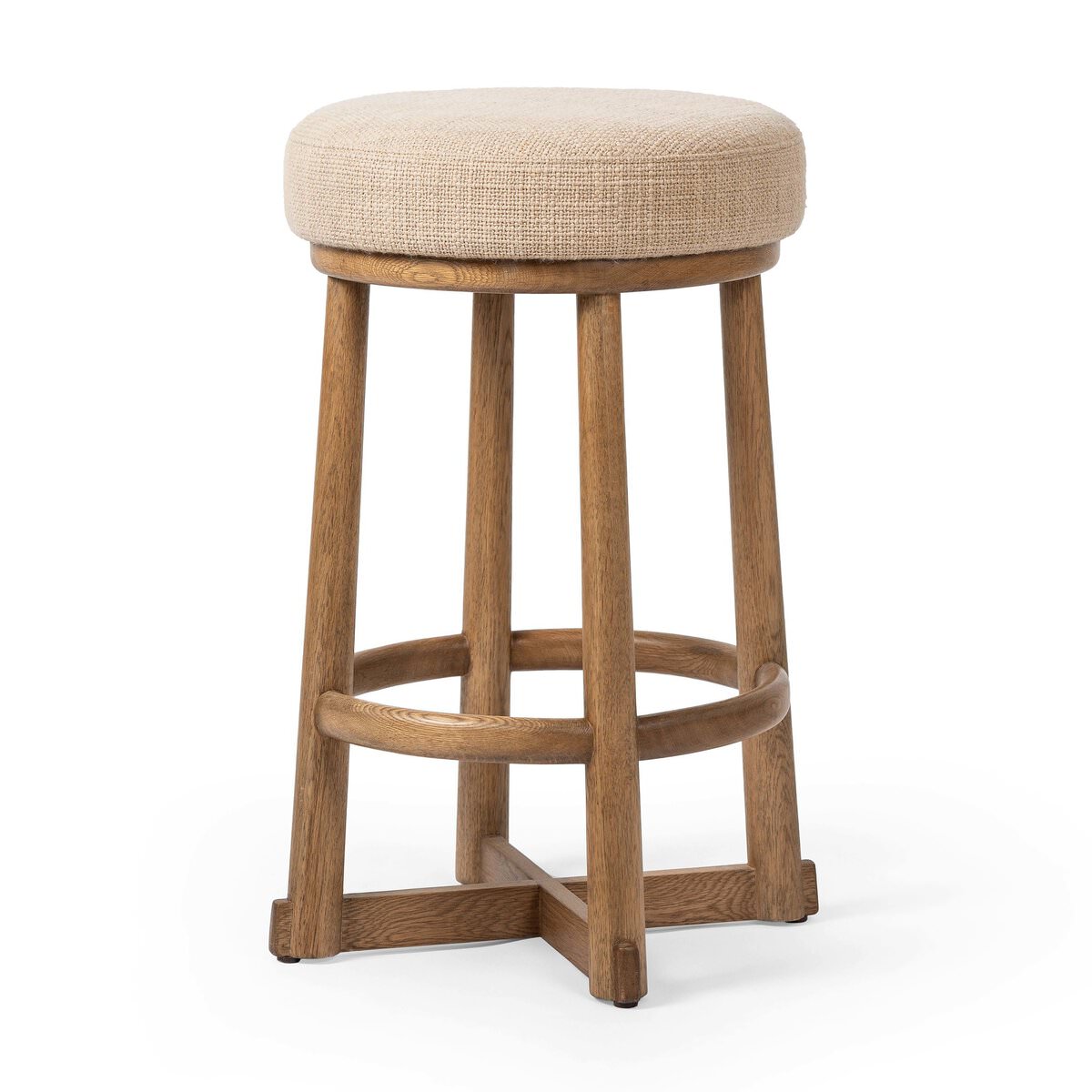 Four Hands Staria Swivel Counter Stool in Saxon Sand on a white background at Addison West