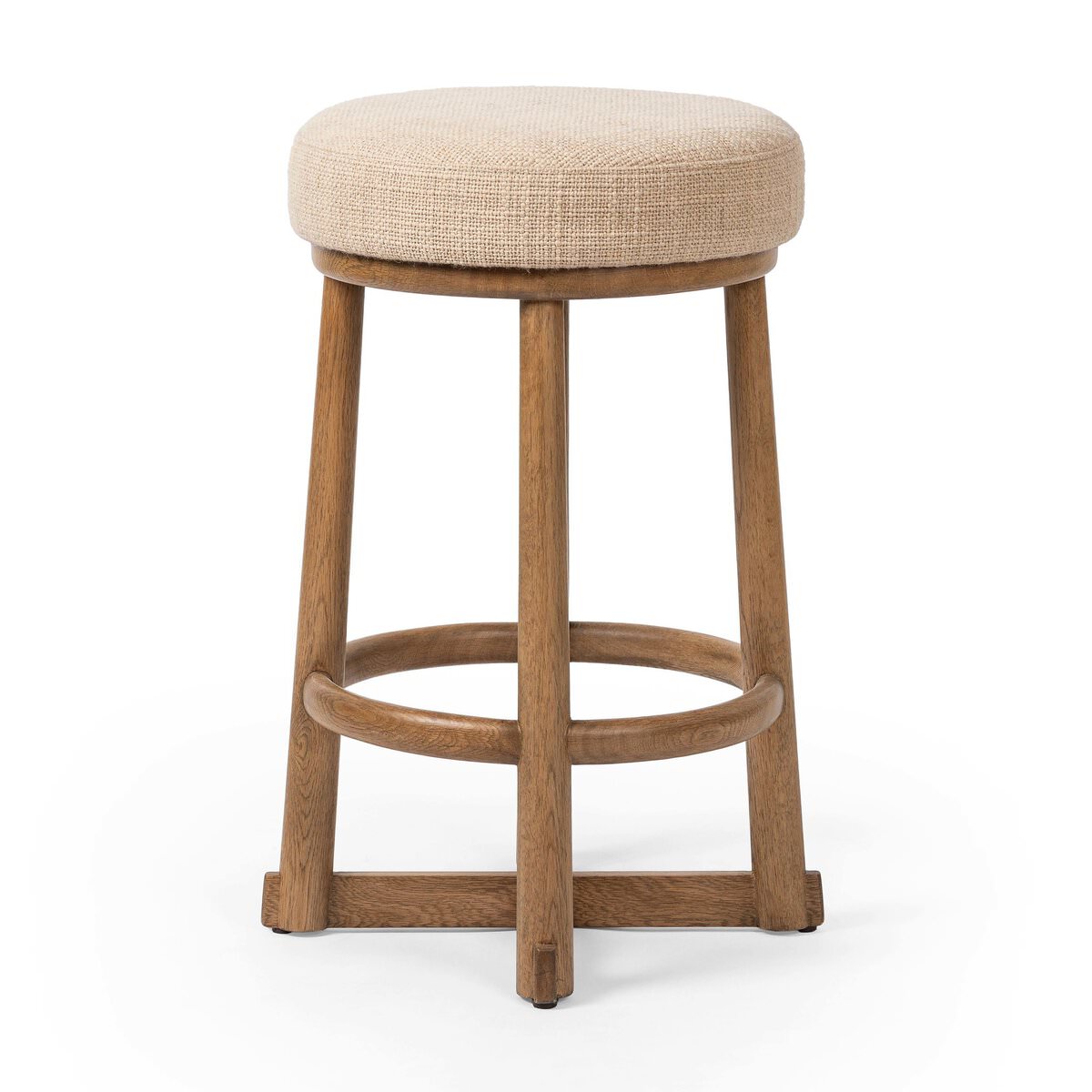 Four Hands Staria Swivel Counter Stool in Saxon Sand on a white background at Addison West