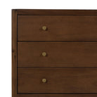 Close up of Four Hands Sullivan Nightstand in Saddle Tan Veneer on a white backgroud