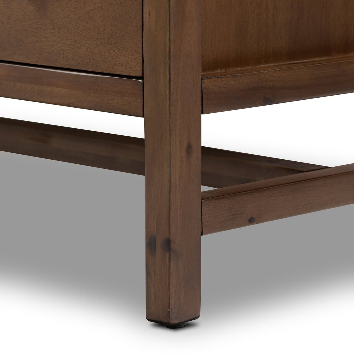 Close up of Four Hands Sullivan Nightstand in Saddle Tan Veneer on a white backgroud