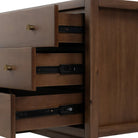 Close up of Four Hands Sullivan Nightstand in Saddle Tan Veneer on a white backgroud