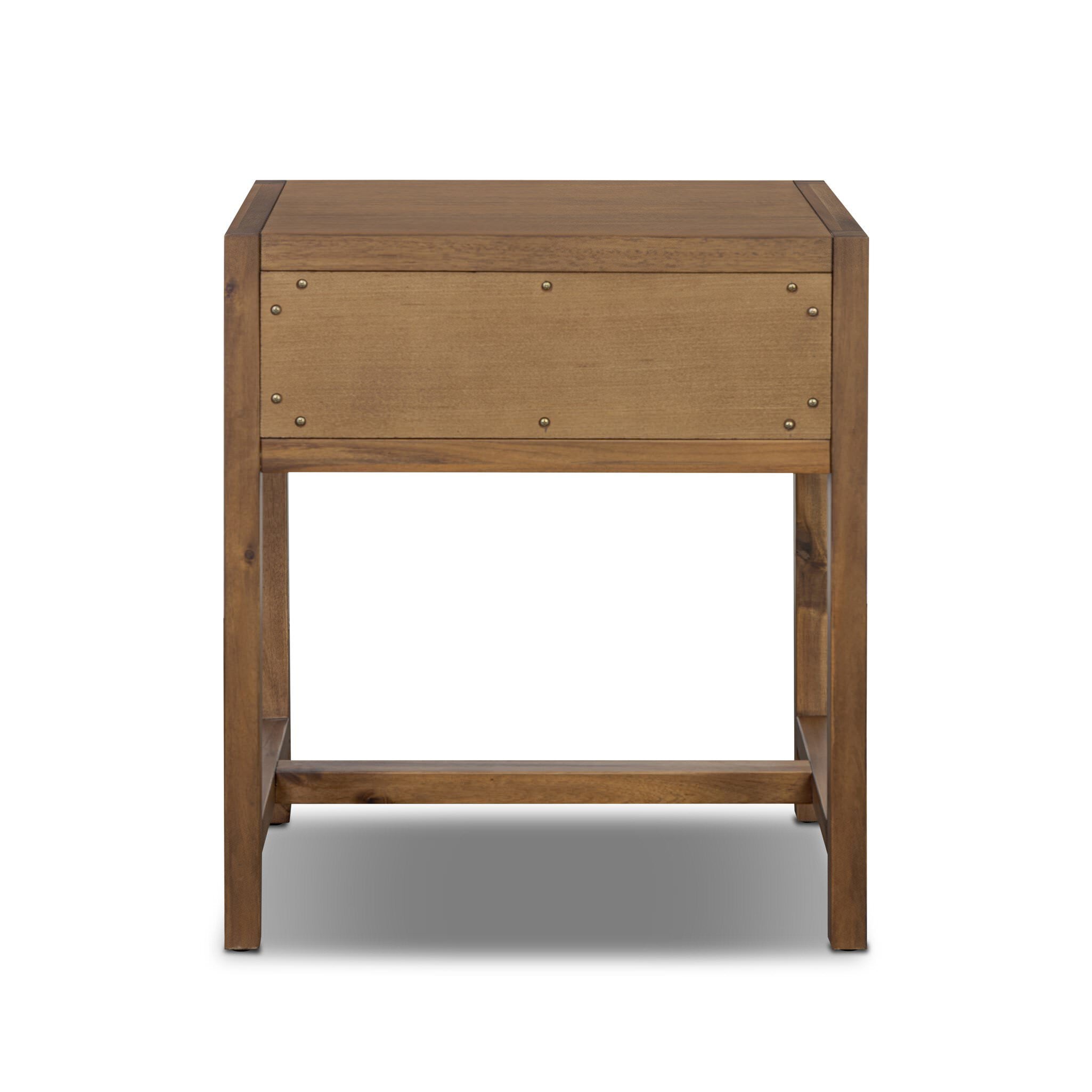 Four Hands Sullivan Small Nightstand in Saddle Tan Veneer on white background at Addison West.