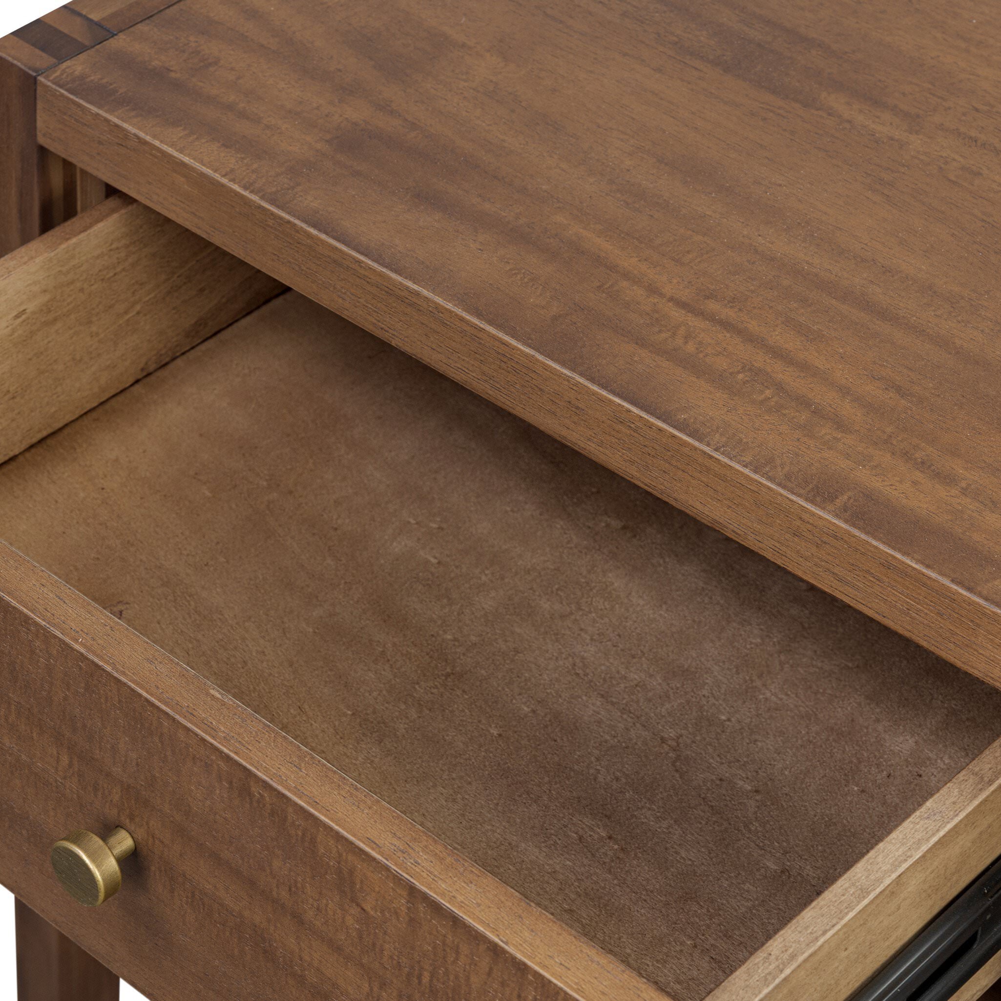 Four Hands Sullivan Small Nightstand in Saddle Tan Veneer on white background at Addison West.