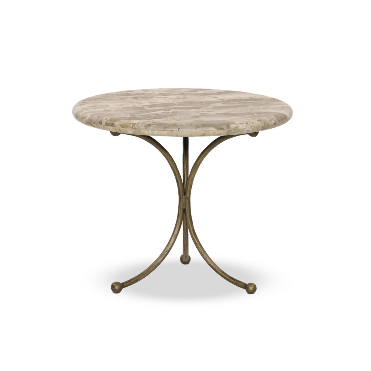 Four Hands Sylas End Table in Fossil Marble on a white background at Addison West
