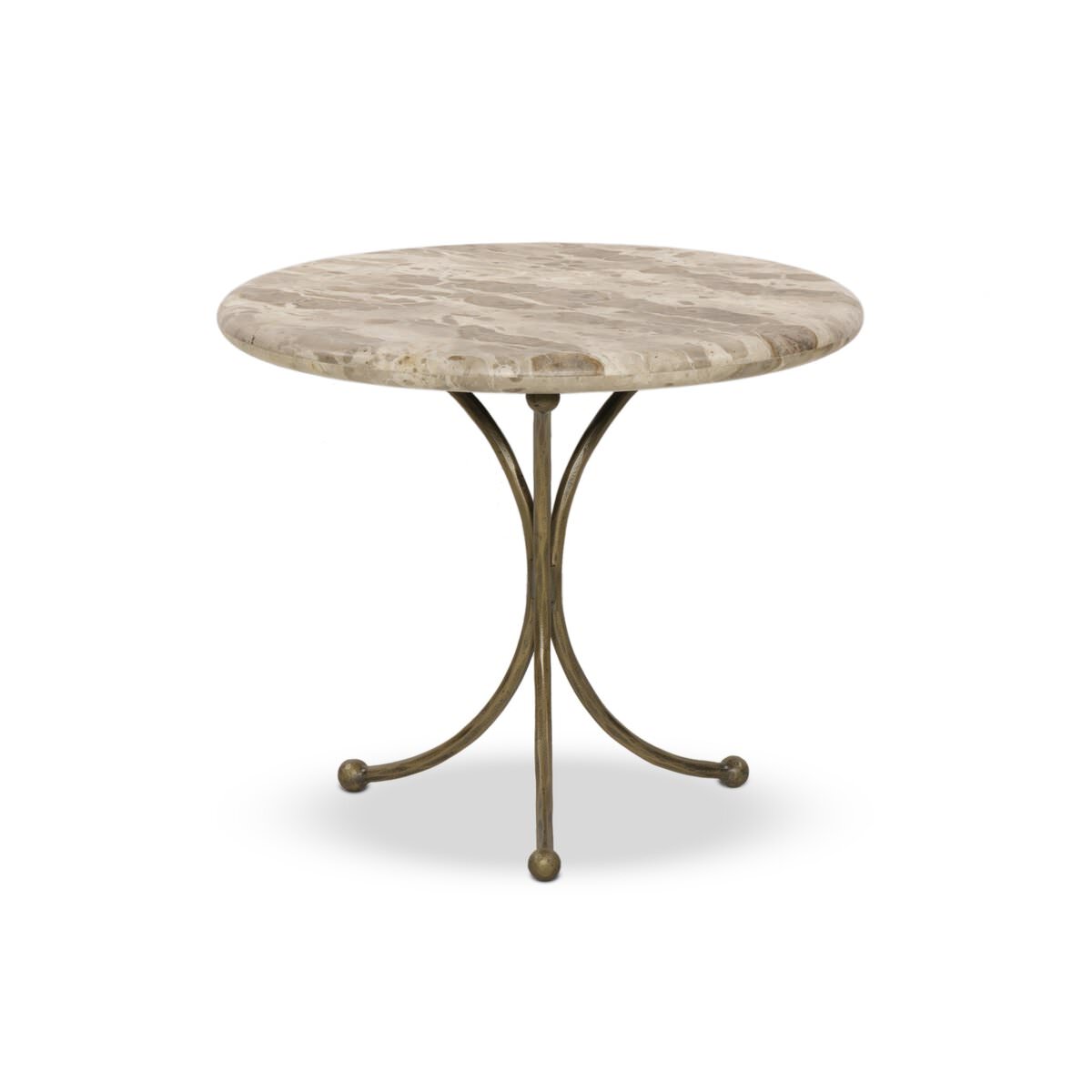 Four Hands Sylas End Table in Fossil Marble on a white background at Addison West