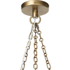 Close up of Four Hands Teague Pendant in Antique Brass Iron on a white background at Addison West