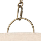 Close up of Four Hands Teague Pendant in Antique Brass Iron on a white background at Addison West