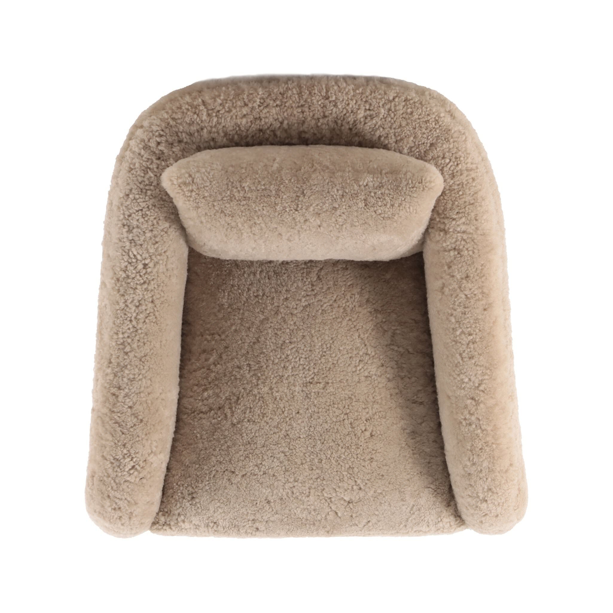 Four Hands Topanga Swivel Chair in Beige Shearling on a white background at Addison West