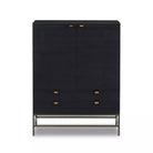 Four Hands Trey Bar Cabinet in Black Wash Poplar on a white background