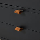 Close up of Four Hands Trey Bar Cabinet in Black Wash Poplar