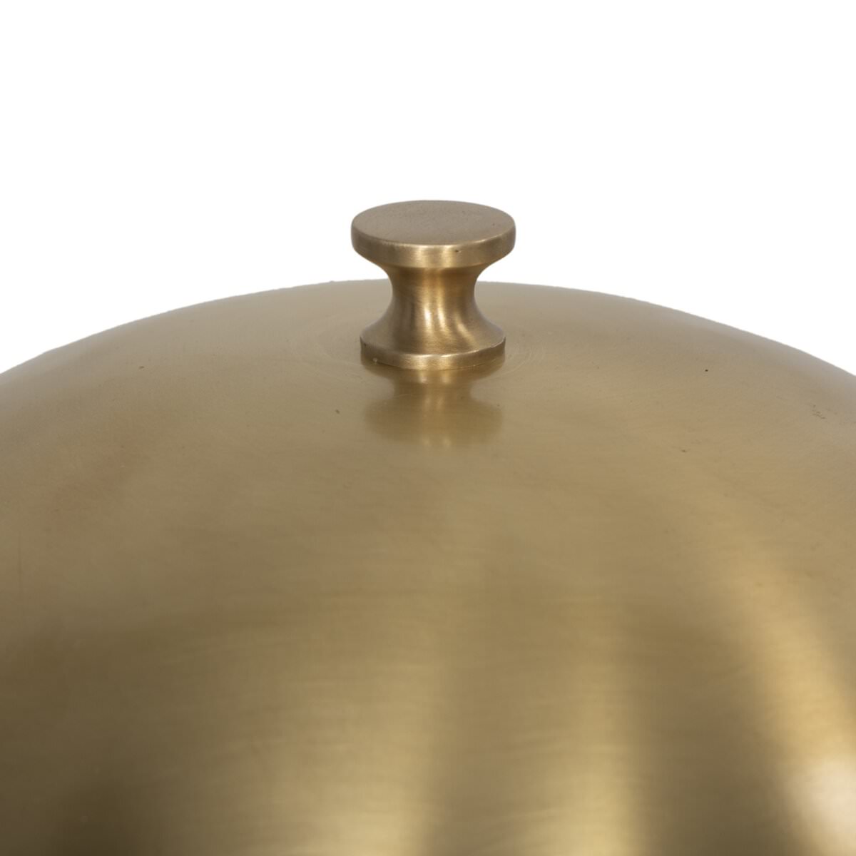 Close up of Four Hands Trieste Table Lamp in Raw Brass on a white background at Addison West