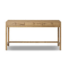 Four Hands Tula Writing Desk in Worn Oak Veneer on a white background at Addison West