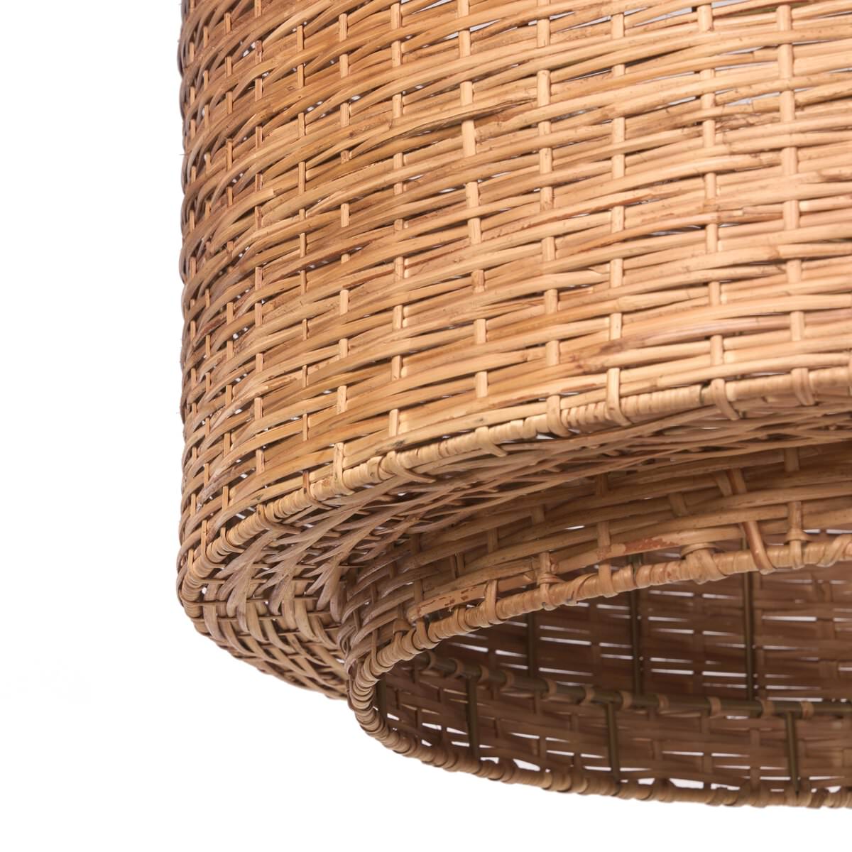 Close up of Four Hands Wendall Pendant in Antique Brass Iron on a white background at Addison West